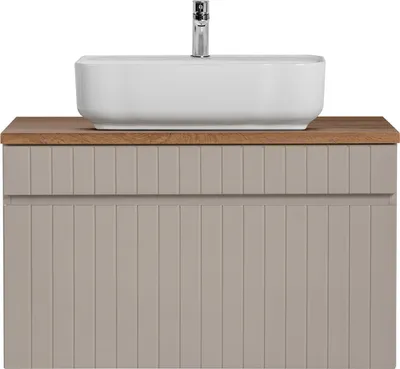 Produktbild von Waschtisch Unterschrank 80 cm Waschbecken Keramik IRAKLIO-56-CASHMERE Kaschmir Eiche Nb. B/H/T ca. 80,4/62,5/46 cm