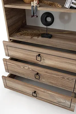 Immagine prodotto di Scaffale Legno Cassetti Scomparti Nero Libri Decorazione Design Elegante Mobili