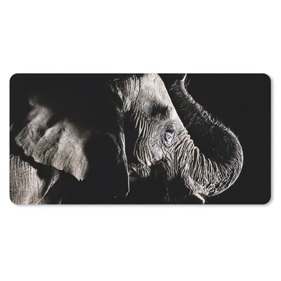 Produktbild von MuchoWow® Mauspad Mousepad Elefant - Schwarz - Tiere - Natur 60x30 cm - Mousepads - Maus Mat - Pad - Mausunterlage - Nachhaltig
