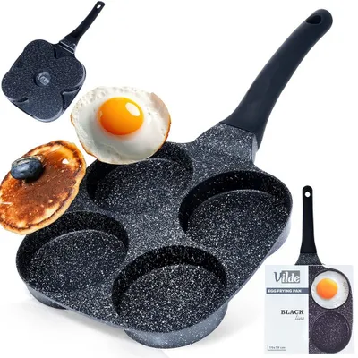 Produktbild von Vilde Spiegeleierpfanne aus Granit Pfannekuchenpfanne Granitpfanne mit 4 Löchern BLACK LINE 19 cm