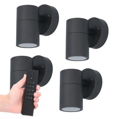 Image de HOFTRONIC - Applique murale 4W 345lm GU10 2700K IP44 Noir dimmable avec variateur