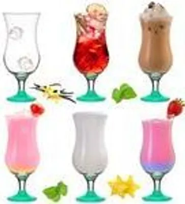 Produktbild von PLATINUX Cocktailgläser 400ml (max. 470ml) aus Glas Set 6-Teilig Longdrinkgläser Partygläser Hurricanegläser Groß Blau