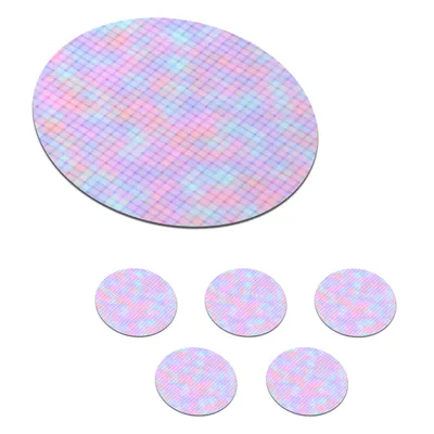 Obrázek produktu pro KitchenYeah® Skleněné podtácky kulaté sada 6 designů - geometrie - růžové 10x10 cm podtácky na sklenice - nápojové podtácky - ochrana desky stolu - stolní podtácky na šálky stolní barové sklo