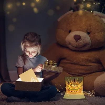 Produktbild von 3D Pop Up Geburtstagskarte mit Musik und Licht - Lustiges Geburtstagsgeschenk für Männer und Frauen.