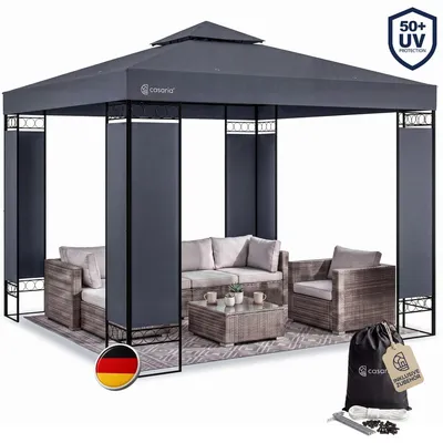 Immagine prodotto di Casaria Gazebo Lorca Padiglione 3x3m in Metallo Resistente Idrorepellente con Pannelli Laterali Tendone da Giardino Feste