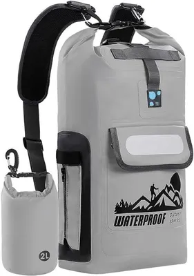 Produktbild von Famanu Dry Bag Rucksack Wasserdicht 20L/30L/40L - Graue Dry Bags für Outdoor-Aktivitäten - 40L