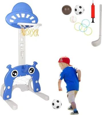 Immagine prodotto di Canestro da basket per bambini 4 in 1, multifunzionale, per interni/esterni, regolabile