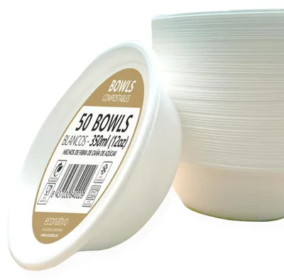 Wegwerpschalen 350 ml, weiß, 50 St., kompostierbar, Zuckerrohrfaser