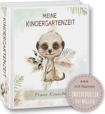 Produktbild von Kindergarten Ordner personalisiert mit Namen und Wunschtext Safaro Erdmännchen - Meine Kindergartenzeit Kindergartenordner Sammelordner Junge Mädchen