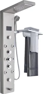 Produktbild von Duschpaneel, Regen- und Wasserfallfunktion, LED-Licht mit Temperaturanzeige, S8009 gebürstetes Nickel