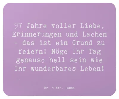 Produktbild von Mr. & Mrs. Panda Mousepad Spruch 97. Geburtstag - Lavendeltraum - Geschenk, pc, Mauspad, unvergessliche Momente, Erinnerungen, Happy Birthday, wunderbares Leben, Freude