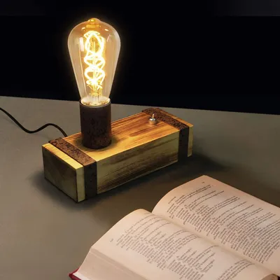 Image de ZMH Lampe de table vintage en bois Lampe de chevet rétro E27 Lampe de chevet industrielle 20CM Lampe de nuit avec prise - Sans ampoules