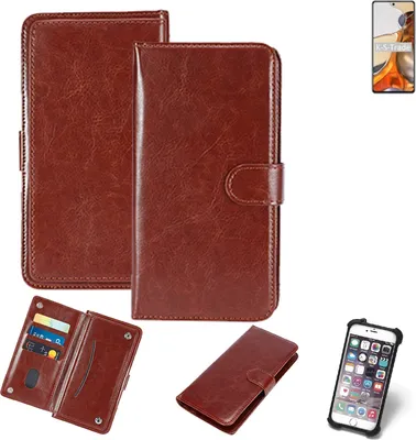 Produktbild von K-S-Trade 360° Hülle kompatibel mit Xiaomi 11T braun Kunstleder Case BookCase WalletCase Kunstlederederhülle Handyhülle, Rundumschutz Bumper (1x)