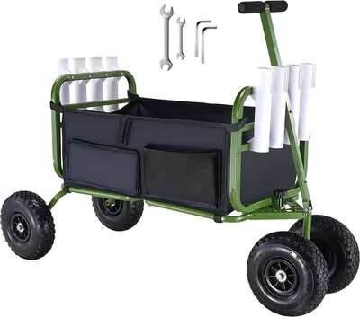 Obrázok produktu pre Skladací ručný vozík - Plážový vozík - Nosnosť 150 kg - Pneumatiky - Vodotesný - Pre deti - S tyčou na tlačenie