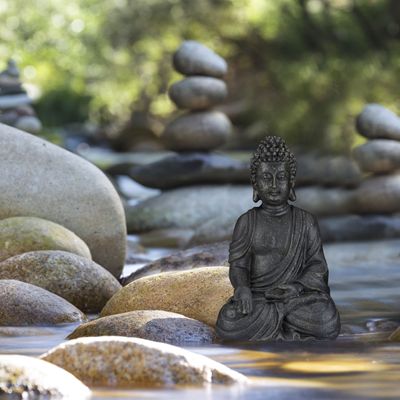 Soška sediaci Buddha, RD5657 18 cm, čierna