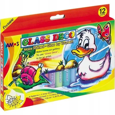 Produktbild von Amos Glasmalfarben Set 12 Farben für Kinder