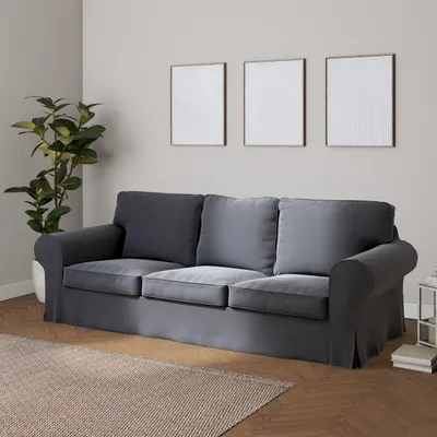 Produktbild von Dekoria Bezug für Ektorp 3-Sitzer Sofa nicht ausklappbar, anthrazit, Sofabezug für Ektorp 3-Sitzer nicht ausklappbar