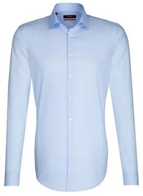 Produktbild von Seidensticker - Herren Hemd, Bügelfrei, Slim, Schwarze Rose mit Kent Kragen in Blau und Weiß mit extra langem Arm (01.675665), Größe:39, Farbe:Blau (10)