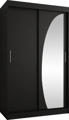 Produktbild von MIRJAN24 Kleiderschrank Wika 120, Schwebetürenschrank mit zwei Kleiderstangen, Garderobe (Farbe: Schwarz, Größe: 120 cm, mit Schubladen)
