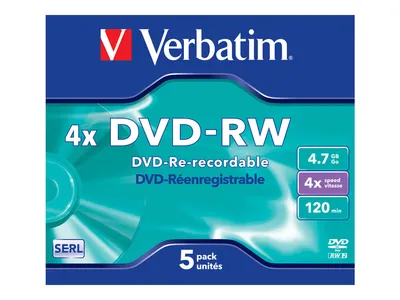 Image de VERBATIM DVD-RW 4,7 Go 4x paquet de 5