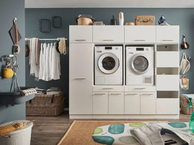 Produktbild von Waschmaschinenumbauschrank >LAUNDREEZY< in weiß - 235x200x67,5 (BxHxT)