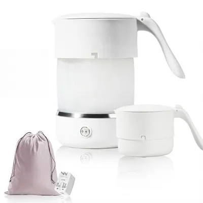 Faltbarer Mini-Wasserkocher 500 ml, 680 W, BPA-frei, Reiseadapter