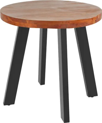 Produktbild von Esszimmertisch rund 100 cm Akazienholz nussbaumfarben schwarz SOPHIA