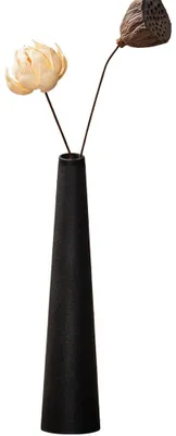 Keramik-Knopfvase, kegelförmig, 21,7 cm, schwarz matt