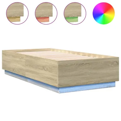 Produktbild von vidaXL Bettgestell mit LED Sonoma-Eiche 90x190 cm Holzwerkstoff
