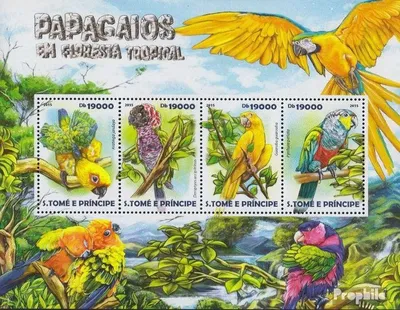Produktbild von Briefmarken Sao Tome e Principe 2015 Mi 6156-6159 Kleinbogen (kompl. Ausgabe) postfrisch Regenwaldpapageien