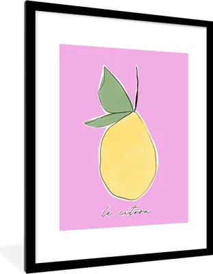Produktbild von MuchoWow® Gerahmtes Poster Zitrone - Frucht - Pastell 60x80 cm - Poster mit Schwarzem Bilderrahmen Wandposter Rahmen Foto Bilder - Wohnzimmer - Dekorationen - Prämie