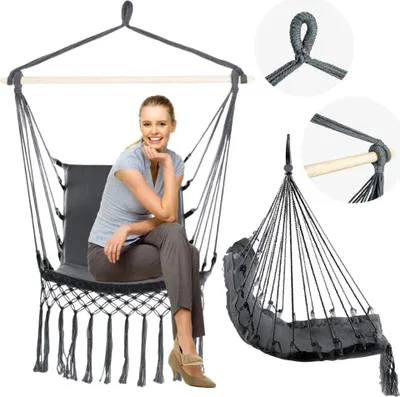 Zdjęcie produktu dla Krzesło brazylijskie duży hamak ogrodowy huśtawka fotel wiszący boho dzieci