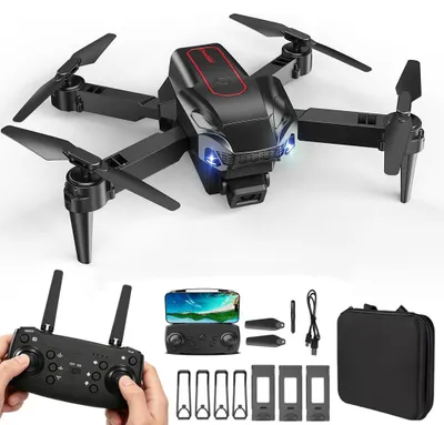 Produktbild von Drohne mit Kamera, RC FPV Drohne, 1080P 4K HD Kameradrohne, Quadrocopter, mit 3 Akku Lange Flugzeit, ModusAbflug/Landung, 3D-Flips, App-Steuerung