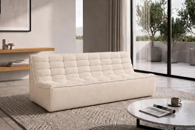 Productafbeelding van Kaiser Möbel bank, 3-zits, modulair, bekleding: pluche stof "Pop", kleur: crème, model: LAZY