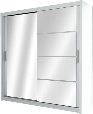 Produktbild von Schiebeschrank BRANDON 203 cm , Kleiderschrank Schiebetürenschrank , ( WEISS )