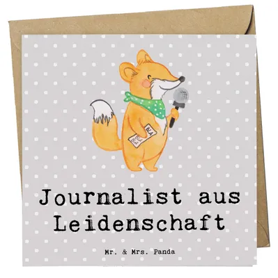 Produktbild von Mr. & Mrs. Panda Grußkarte Journalist Leidenschaft - Grau Pastell - Geschenk, Ausbildung, Glückwunschkarte, Spruch, Lustig, anlasskarte, Redakteur, doppelkarte, faltkarte