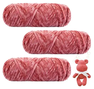 Obrázok produktu pre Chenilleová priadza, jemná a mäkká, 300g (3 x 100g), vhodná na pletenie a háčkovanie