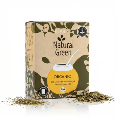 Produktbild von Mate Tee - Natural Green ORGANIC  500g - Mate Tee mit Stängel - 3 Beutel
