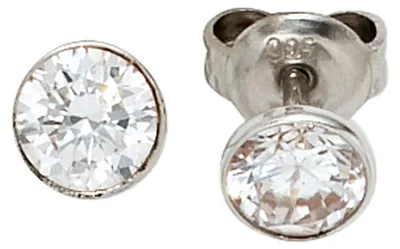 Produktbild von Ohrstecker Stecker Zirkonia weiß rund 5,5mm 925 Silber Ohrschmuck