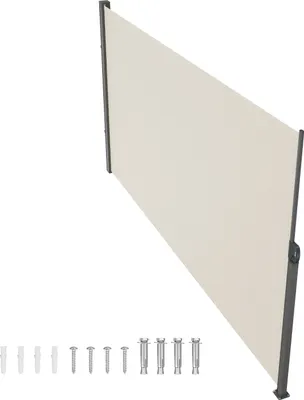 Image de SucceBuy 71 "x118" Store latéral rétractable, brise-vue extérieur, polyester 180 g, imperméable, UV30+ Séparation de pièce, brise-vent pour terrasse, arrière-cour, balcon, beige