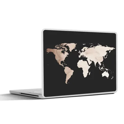 Obrázek produktu pro Nálepka na notebook - 14 palců - Mapa světa - Černobílá