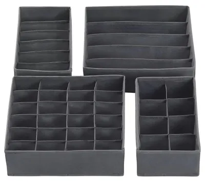 Image de Organisateur pliable pour sous-vêtements, lot de 4, couleur gris