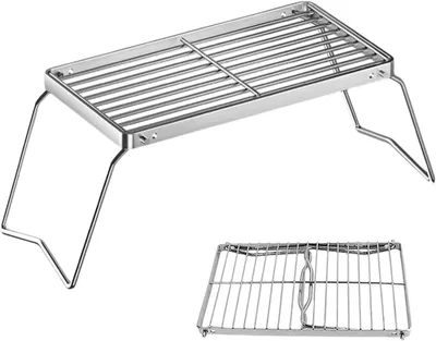 Obrázok produktu pre Grilovací rošt 16 cm x 30 cm, nehrdzavejúca oceľ, skladací, pre kempovanie
