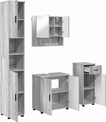 Obrázek produktu pro Sada koupelnového nábytku se zásuvkou 4 pcs Šedá Sonoma