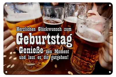 Produktbild von Blechschild Spruch 30x20cm Glückwunsch zum Geburtstag Bier