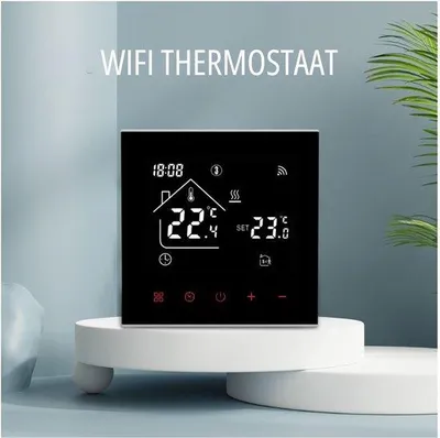 Produktbild von Intelligenter Raumthermostat 220V für Tuya - Programmierbar - drahtloses WiFi - Sprachsteuerung - Fußbodenheizung - schwarz - App-basierte Raumtemperatursteuerung