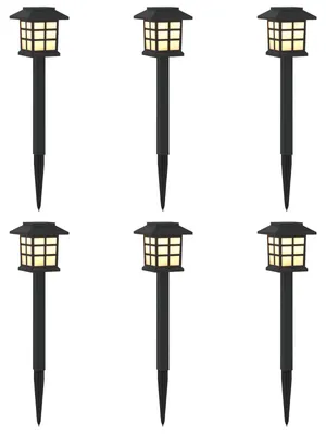 Immagine prodotto di vidaXL Lampade solari da esterno con picchetto per il terreno, confezione da 6 pezzi, luce bianca calda, 38,5 cm, materiale: PP