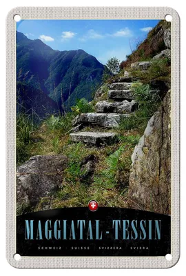 Produktbild von Blechschild Reise 12x18cm Maggiatal-Tessin Schweiz Weg Gebirge Schild