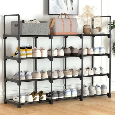 Produktbild von Famanu Schuhregal 3 Reihen 4 Ebenen 135 x 28 x 75 cm - Platz für 18-24 Paar