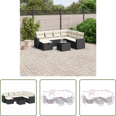 Produktbild von The Living Store 8-tlg. Garten-Sofagarnitur mit Kissen Schwarz Poly Rattan